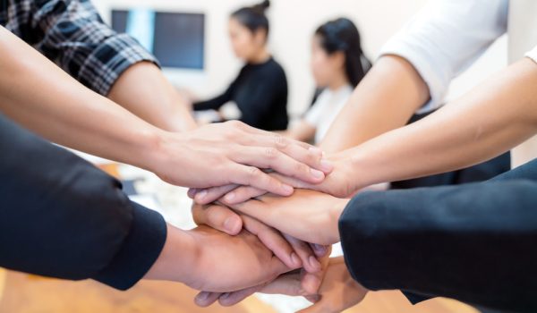 Young,Group,Are,Join,Hands,For,Working,The,Job,Success